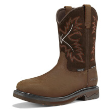 NINGO Heren Stalen Neus Werklaarzen, Waterdichte Cowboylaarzen voor Heren, Slip on Veiligheidslaarzen van Volnerf Leer