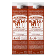Dr. Bronner's Magic Soap-Pure-Castile Liquid Refill (Eucalyptus 32 ounce 2-Pack) - Regeneratieve biologische gecertificeerde olin voor lichaamsh