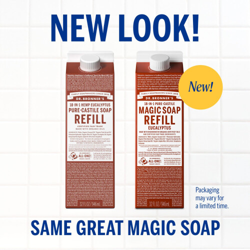 Dr Bronner's Dr. Bronner's Magic Soap-Pure-Castile Vloeibare Navulling (Eucalyptus, 32oz, 2-Pack) 1