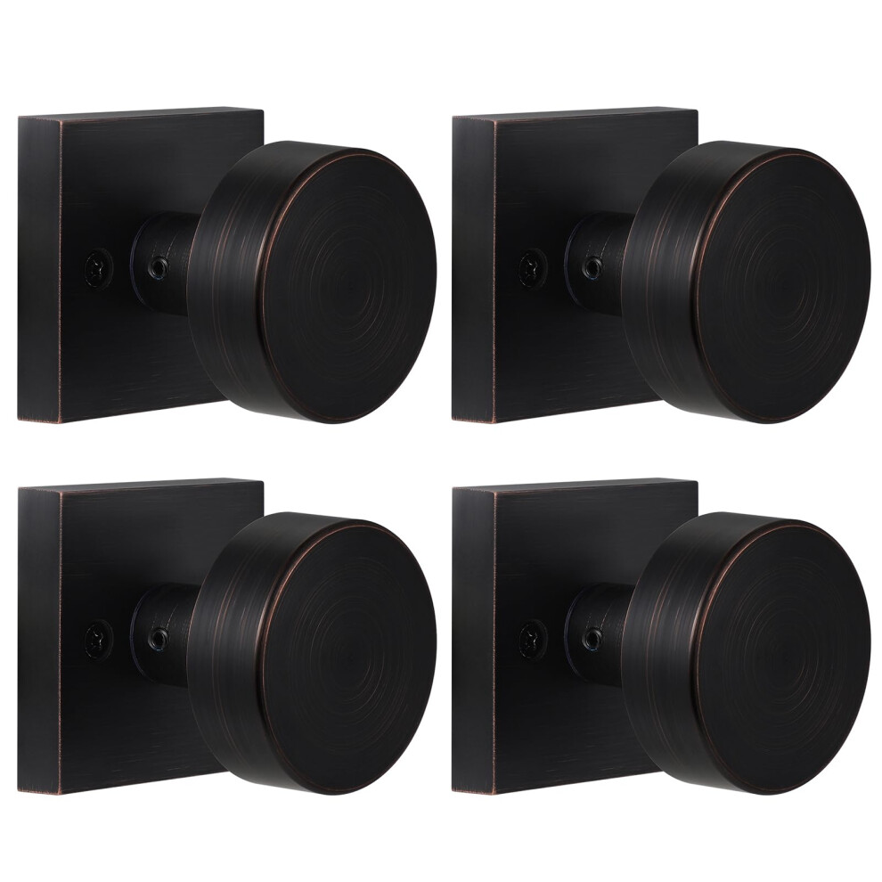 Newliplace 4 Pack One-Sided Dummy Door Knobs Interior Oil Rubbed Bronze Dummy Door Knob For Closet Round Dummy Door Handles For Bifold 639395276297