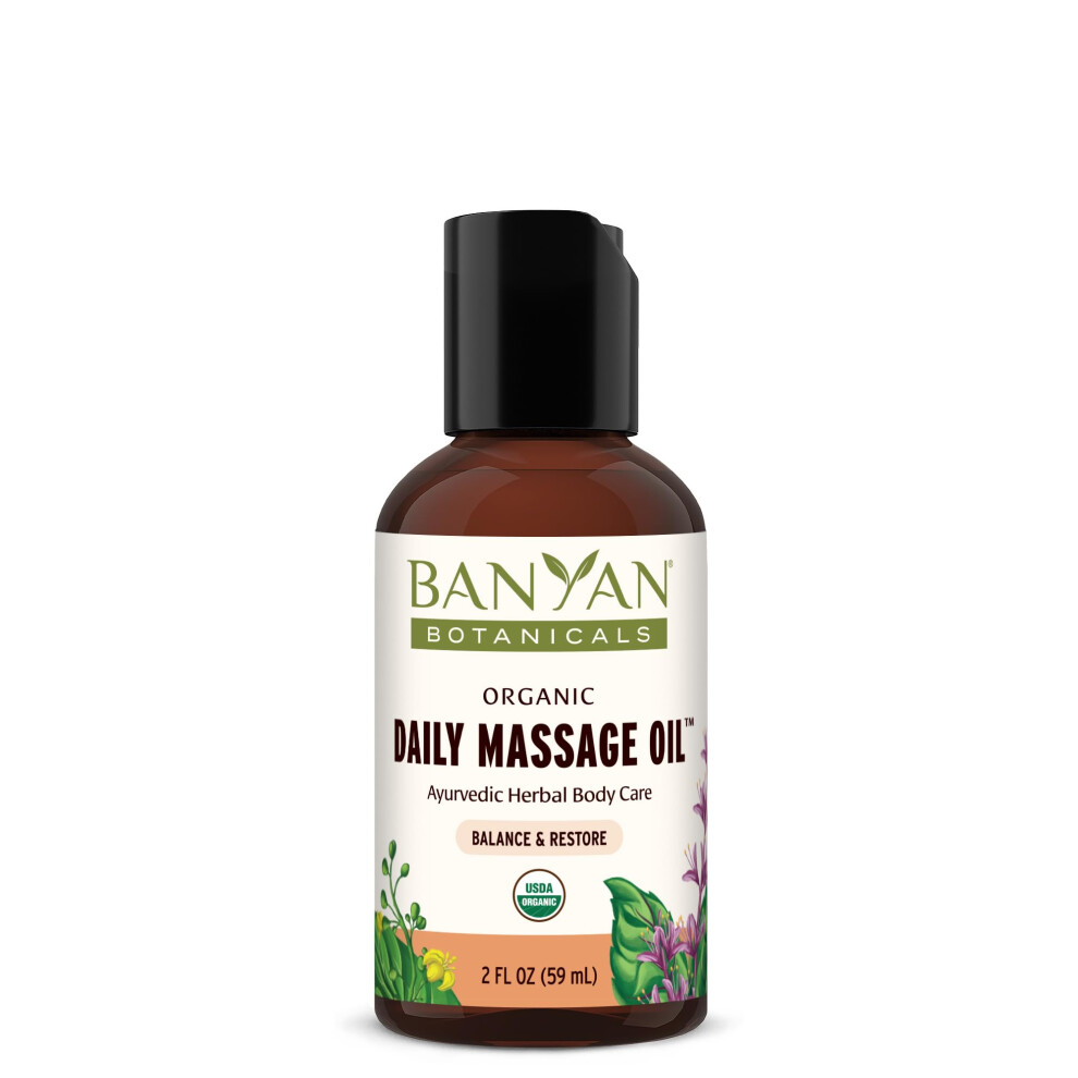 Banyan Botanicals Daily Massage Oil - Organic Ayurvedic Massage Oil - Balancing And Grounding - 2 Oz - Non Gmo Sustainably Sourced Abhyanga Oil