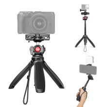 NEEWER TP38 Phone Camera Tripod  15"""" Extendable Selfie Stick Metal Stand with Phone Holder  Action Camera Adapter Compatible with Hero 12 11 10