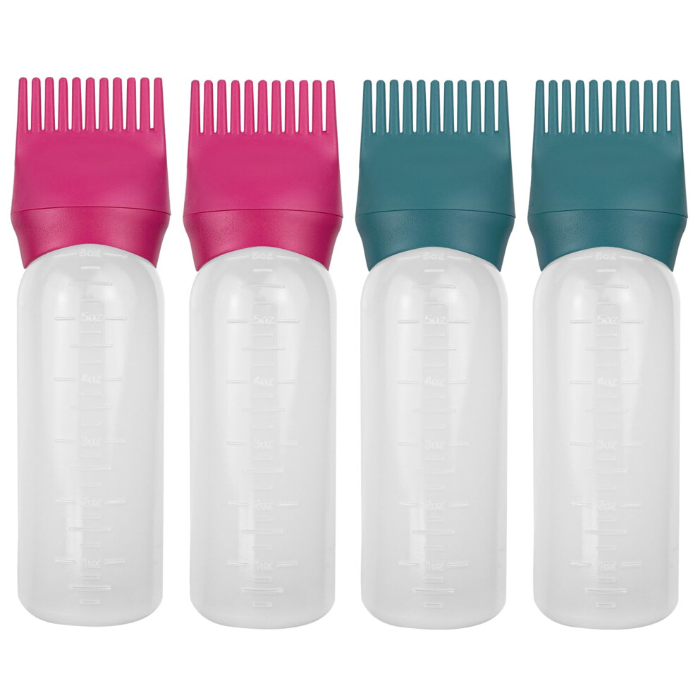 Fzwonvuc 4 Pack Root Comb Applicator Bottle Hair Oil Comb Applicator For Hair Dye Shampoos Salons (Red+Green)