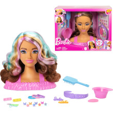Barbie-Puppen-Stylingkopf, dunkelbraunes Haar mit ber 20 Haarstyling-Accessoires, einschlie lich Haarspangen mit Farbwechsel in Stern- und Schme