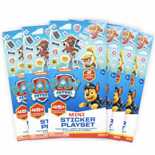 Paw Patrol Mini Sticker Playset - 6-Pack 45 Reusable Puffy Stickers Double-Sided Play Scenes Repositionable Stickers Travel Toy for Kids & To