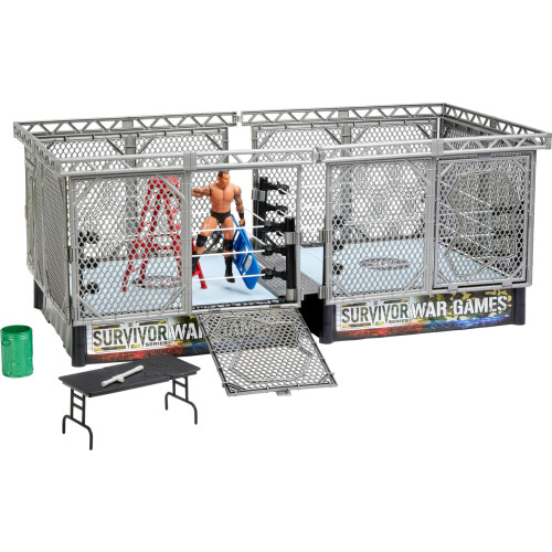 Mattel Mattel WWE Survivor War Games Playset con Action Figure, 2 Ring, Gabbia e 5 Accessori, Include Randy Orton 15 cm 1