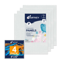 Telas Artkey para pintura 8 x 10 polegadas 4 pacotes de 10 onas preparadas 100% algodo branco em branco Quadros de lona Materiais de arte Pain