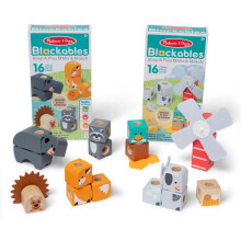 Melissa & Doug Blockables Farm and Woodland 2-Pack Bundle Connectable Wooden Building Blocks Preschool Play Set Toy