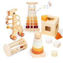 Smartwo Wooden Montessori Toys Set per Toddlers Set di giocattoli in legno per bambini Educational Objectional Permanence Box Xylophone (GLOCKENSPIEL