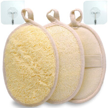 TEXNINC 3 Pack Natural Loofah Bath Exfoliation Body Scrubber & Shower Sponge Eco-Friendly Biodegradable Exfoliating Scrubber for Women & Men Be