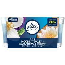 Glade 1-Wick Geurige Kaars, 2in1 Maanverlichte Wandeling & Dwalende Stroom, Luchtverfrisser met Etherische Olie, 4.08 Oz, 2 Stuks