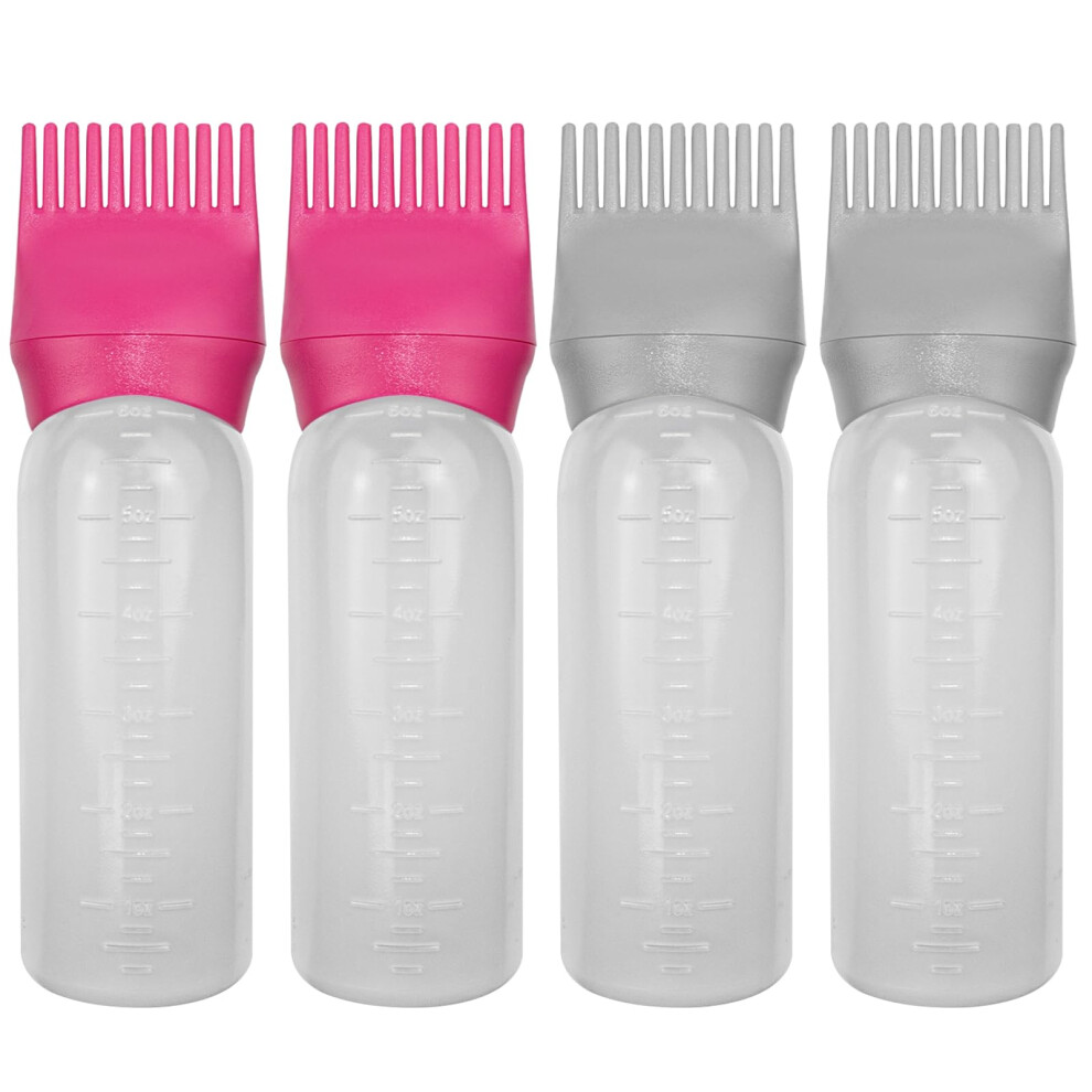 Elane 4 Pack Hair Oiler Comb Bottle Root Comb Applicator Bottle For Hair Oil Scalp Hair Oiling Applicator(Grey+Red)