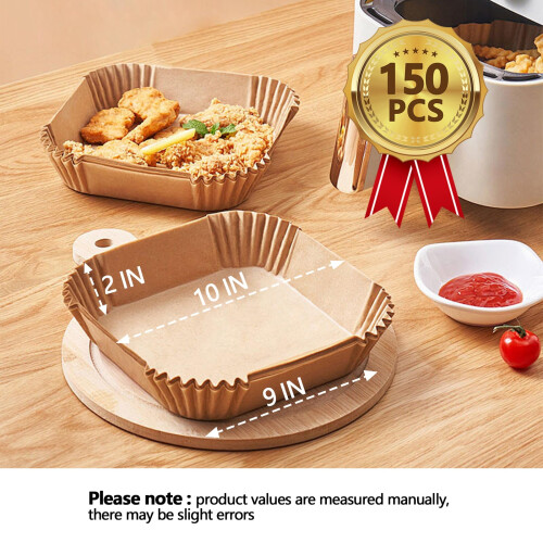 Forros de papel para fritadeira de ar de 10 polegadas 150 unidades Forro de fritadeira de ar descartvel  prova de leo e resistente a altas tem 2
