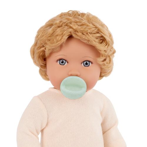 LullaBaby - Boneca realista de 14 polegadas - Cabelo loiro claro ondulado, olhos azuis e corpo macio - Roupa de suter rosa e chupeta Brinquedos 1