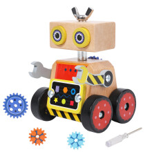 JugueteLand Robotbyggande leksak Tr liten robot monteringssats fr barn 4-8 r STEM Pedagogiska trbearbetningshantverk Projekt fr barn Present