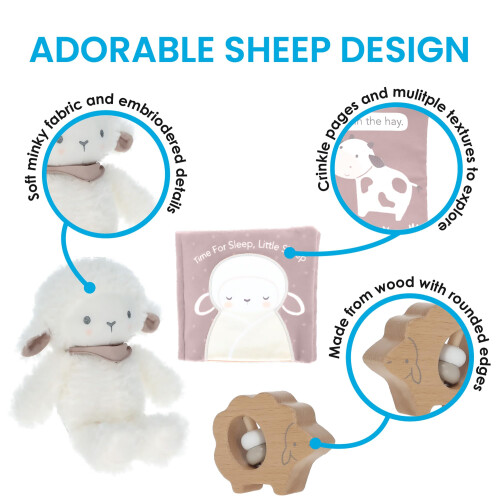 KIDS PREFERRED Carter's Sheep 3-Piece Gift Set - Sheep Plush  Rattle Teether  & Soft Book 2