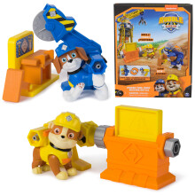 Rubble & Crew Power Tool Pups Rubble & Wheeler speelgoedfiguren met 2 constructiegereedschappen en 2 bouwaccessoires Kinderspeelgoed voor jongens
