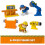 Rubble & Crew Power Tool Pups Bonecos de brinquedo Rubble & Wheeler com 2 ferramentas de construo e 2 acessrios de construo Brinquedos infan 3