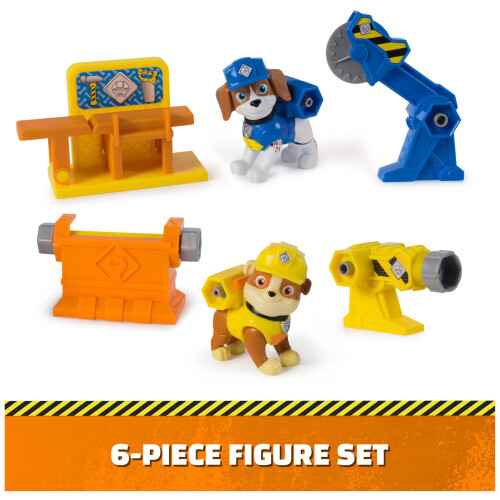 Rubble & Crew Power Tool Pups Bonecos de brinquedo Rubble & Wheeler com 2 ferramentas de construo e 2 acessrios de construo Brinquedos infan 2