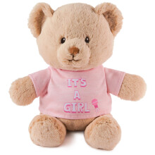 GUND Het is een Meisje Duurzaam Berichtenbeer met Roze T-Shirt, Teddybeer van 100% Gerecycled Materiaal, 12"