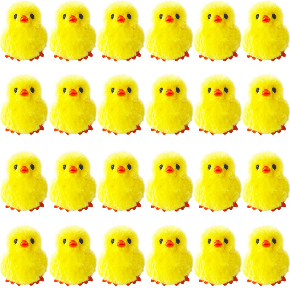 24 Pcs Pques Poussins Duvets De Pques 3,4 Pouces Jaune Soft Pluce Chicks Figurines Raliste Plux Ferme Chick Mini Ornements En Peluche Animal P-image