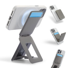 MOFT Phone Tripod Wallet 3 in 1 Phone Stand MagSafe NFC-Supported Magnetic Phone Wallet MOVAS Vegan Leather Adjustable Card Holder Taupe