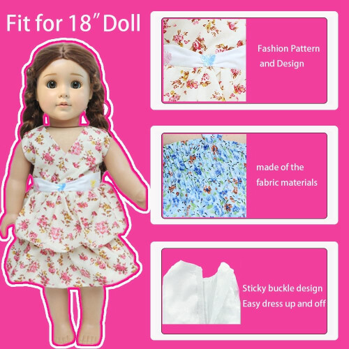 5 conjuntos de roupas de boneca americana de 18 polegadas, acessrios para boneca de menina de 18 polegadas, incluindo vestido moderno, roupas ca 2