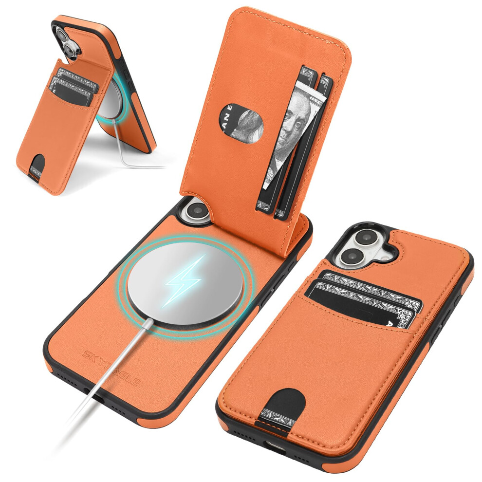 Skyeagle Kompatibel Mit Magsafe Fr Iphone 16 Brieftaschenhlle Mit Kartenhalter, Stnder, Rfid-Blockierendes Flip-Cover, Kreditkartenfcher, PU--image
