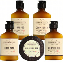 WOODBURY & CO Shampoo, Splung, Krperwaschlotion und Seife in Reisegre (je 150 Stck, je 1,7 Unzen), Toilettenartikel fr das Gstebad, Mini-Sets