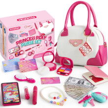 SYNCFUN Spielgeldbrsen-Set fr kleine Mdchen, 27-teiliges Prinzessinnen-Spielzeug-Set mit Handtaschen, Make-up, Telefon, Geldbrse, Schmuck, L