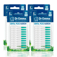 Dr. Emma Dental Picks Narrow Space Mint Bl?de gummibelagte Tand Picks Tight Floss Pick Brugervenlige b?rsteplukke til tandrensning og tandk?dssun