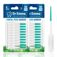 Dr. Emma Dental Picks Narrow Space Mint Bl?de gummibelagte tandhakker Tight Floss Pick Brugervenlige b?rsteplukke til tandrensning og tandk?dssun