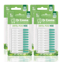 Dr. Emma Dental Picks Wide Space Mint Bl?de gummibelagte tandhakker Floss Pick Brugervenlige b?rsteplukke til tandrensning og tandk?dssundhed 100