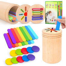 Aiziyuo Montessori giocattoli per bambini Sortice di smistamento del colore dell'apprendimento in legno per il bambino 2 in 1 moneta in legno in legn