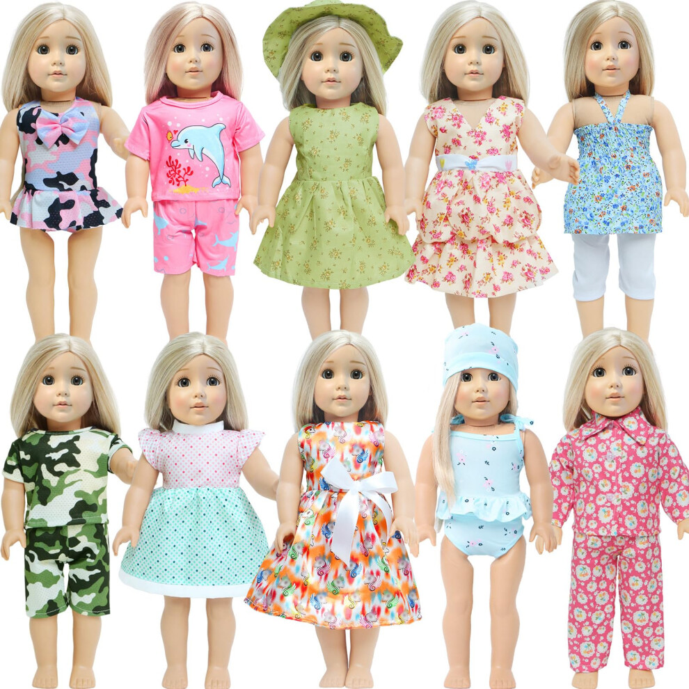 Mczqxw 10 Sets Modepuppenkleidung Und Accessoires F R 18-Zoll-M Dchenpuppen, 17-Teilige Amerikanische Puppenkleidung, Kleider, Outfits-image