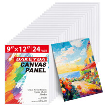 Placas de lona 24 pacotes 9x12 polegadas pintura painis de tela 100% algodo branco em branco materiais de arte para acrlicos leo aquarela tin