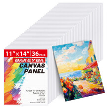 BAKEYBA Placas de lona para pintura 36 pacotes 11 x 14 polegadas Painis de tela em branco 100% algodo Materiais de arte para tintas acrlicas