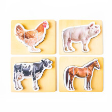 Montessori-Tierpuzzle aus Holz fr Kleinkinder ab 2 Jahren | Realistisches klobiges Bauernhoftier-Puzzle | Pdagogisches Lernspielzeug  dreiteilige