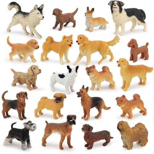 Muchfun 20 stk Hundelegetjsfigurer til brn Legetjsdyrsfigur til kagetopper