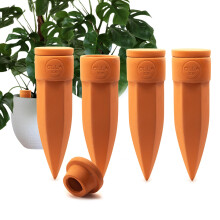 Picos de rega de plantas The Olla Company com tampas - Ideal para 8 a 12 vasos - Ideal para frias - Terracota - Grande - Conjunto de 4