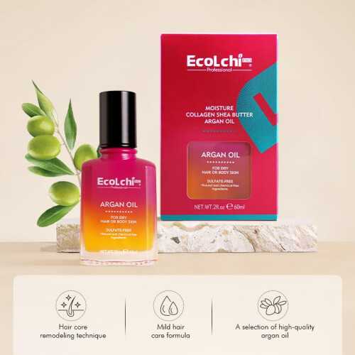 ECOLCHIPRO Ecolchi Argan Haaröl Serum Kaltgepresst Gewichtslos Vitamin E 60ml 1