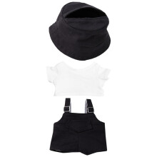 niannyyhouse 15cm 17cm Dukketj Hat Hvid T-shirt Overalls Dukke Dressup (sort)