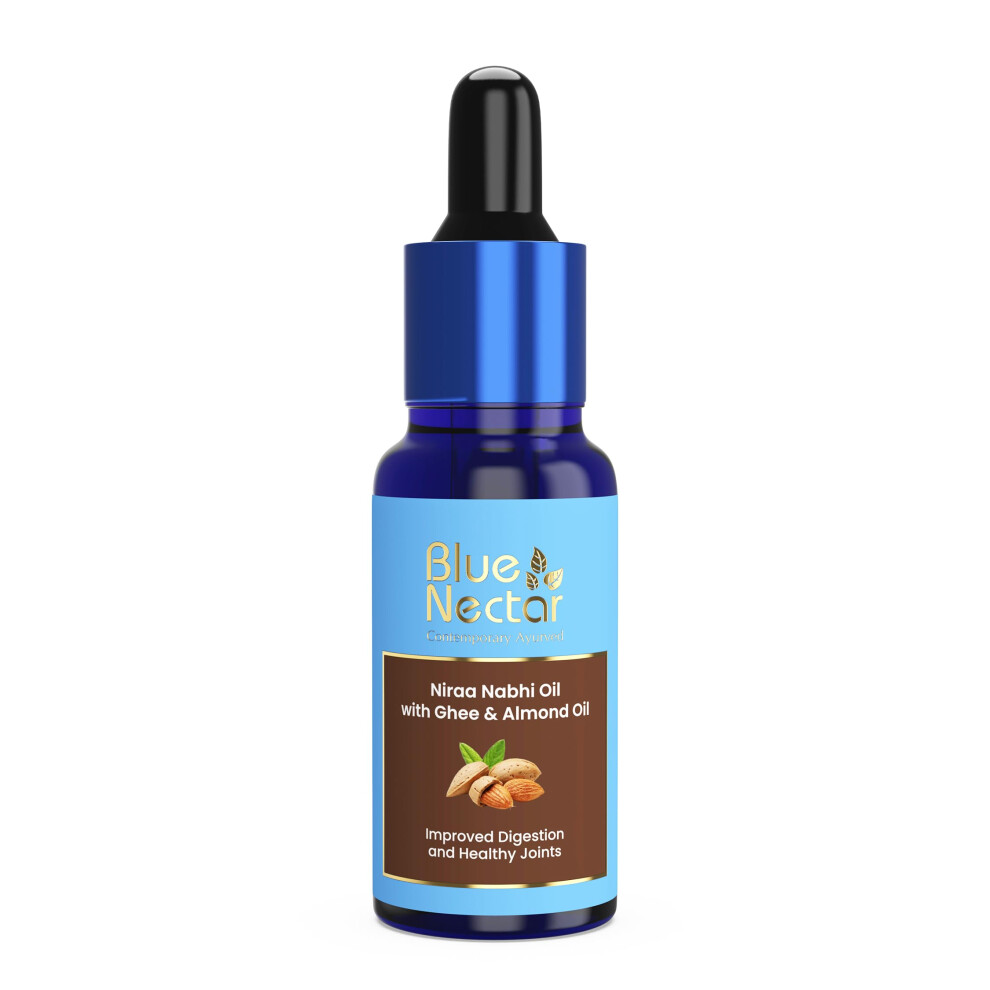 Blue Nectar Ayurveda Nabhi Oil With Ghee & Almond Oil | Belly Button Oil For Digestion & Joint Health | 100% Natural & Herbal (21 Herbs 1 Fl Oz)