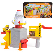 Rubble & Crew Launch & Spin Spaceship Playset com Rubble Toy Figure em uniforme de construo Brinquedos infantis para meninos e meninas de 3 ano