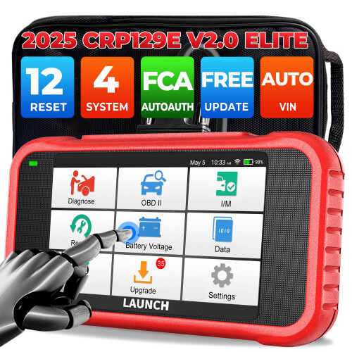 LAUNCH CRP129E V2.0 2025 OBD2 Scanner  FCA AutoAuth  12 Reset  Oil/EPB/SAS/TPMS/BMS/Injector Coding  ABS Bleed  ABS SRS Transmission Engine Code