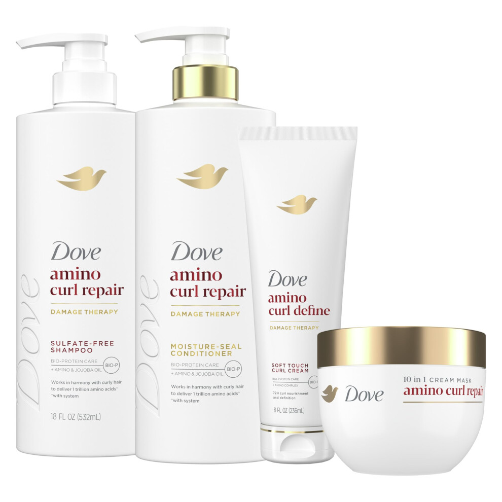 Dove Shampoo  Conditioner  & Mask Amino Curl Regimen Pack 4 Pk for Curly  Coily Hair with Bio-Protein Care Technology + Amino & Jojoba Oil