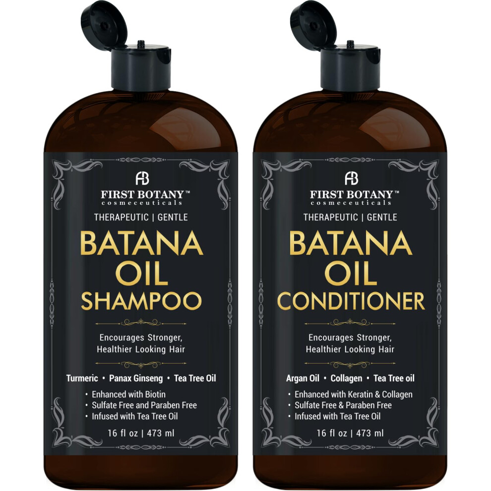 First Botany Batana Oil Shampoo And Conditioner - Fights Hair Loss Promotes Hair Growth Fights Dandruff Lice & Itchy Scalp - For Men And Women Sulfate Free