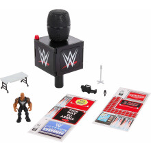 Mattel WWE Knuckle Crunchers 2-in-1 Microphone & Playset with Action Figure & 2 Accessories Final Boss Set with 3.25-inch The Rock