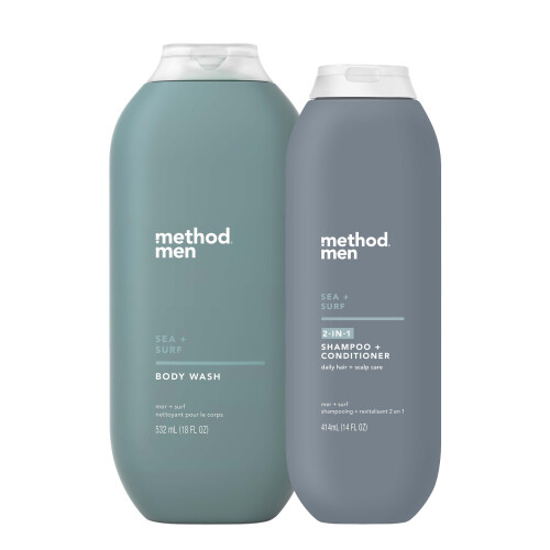 Method Method 2-in-1 Shampoo und Conditioner (18oz) & Duschgel (18oz) Set, Sea + Surf