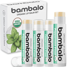 USDA Bio-Lippenbalsam Pfefferminze 4er-Pack von Bambalo Bienenwachs-Kokosl-Vitamin E Khlender Lippenreparatur-Chapstick fr trockene, rissige L